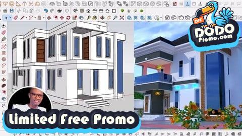 [Free Promo] Learn 5Bedroom Duplex from basic to advance SketchUp Pro
