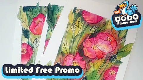 [Free Promo] Watercolor poppies. From sketch to finished work.